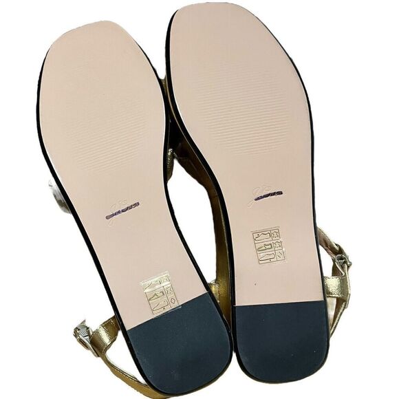 J Crew Shoes Women’s 11 Gold Platform sandals metallic leather Ankle Strap BK489 - Picture 8 of 10